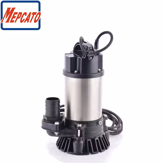 1HP Large Capacity Electric Stainless Steel Centrifugal Submersible Wastewater Muddy Water Discahrge Pump with Cutter for Construction Industrial Sites